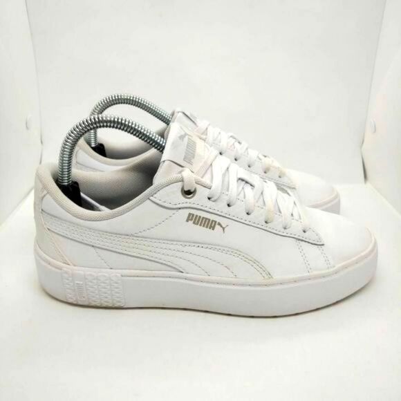 Puma Smash Platform V2 Fashion Sneakers Womens Size 8 White Casual Classic Shoes - Picture 2 of 8